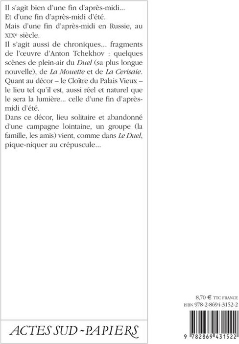 Quatrième de couverture de « CHRONIQUES D'UNE FIN D'APRES-MIDI »