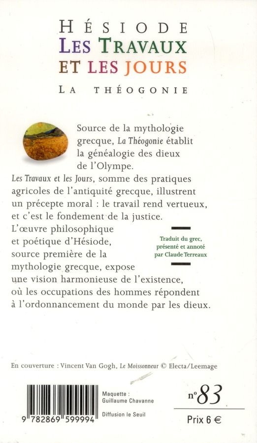 Quatrième de couverture de « LES TRAVAUX ET LES JOURS NE »