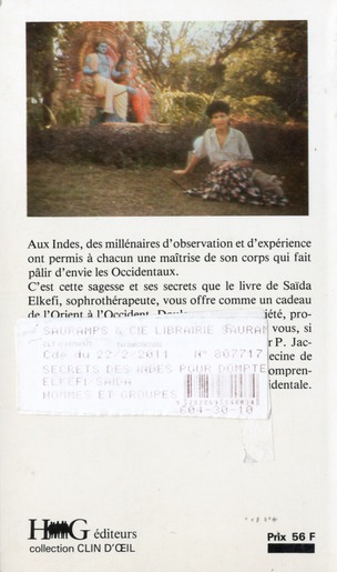 Quatrième de couverture de « SECRETS DES INDES POUR DOMPTER VOS NERFS ET VOS DOULEURS »