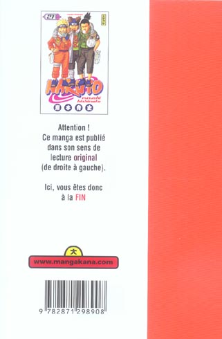 Quatrième de couverture de « Naruto »