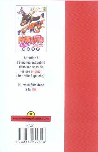 Quatrième de couverture de « Naruto »