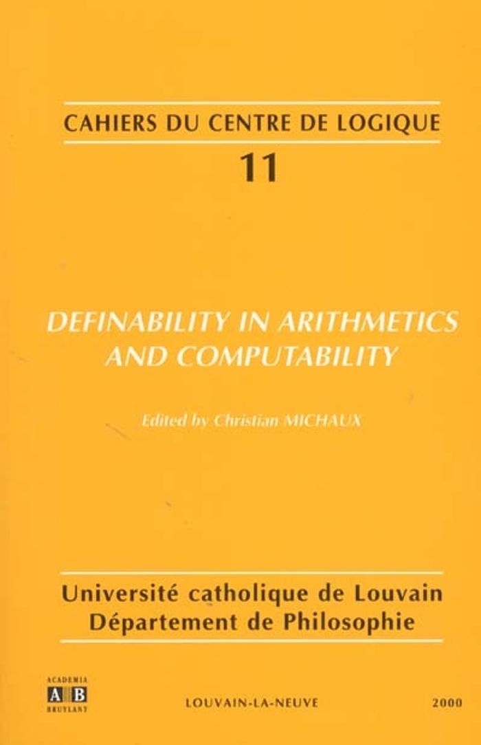 Couverture du livre « DEFINABILITY IN ARITHMETICS AND CUMPUTABILITY », librairie Les Contes Infusés à Corte