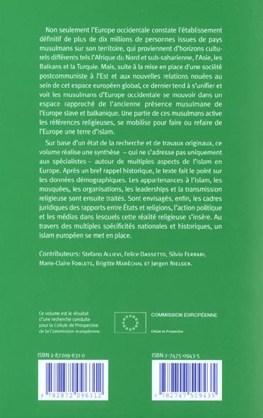 Quatrième de couverture de « CONVERGENCES MUSULMANES ASPECTS CONTEMPORAIN DE L'ISLAM DANS L'EUROPE ELARGIE »