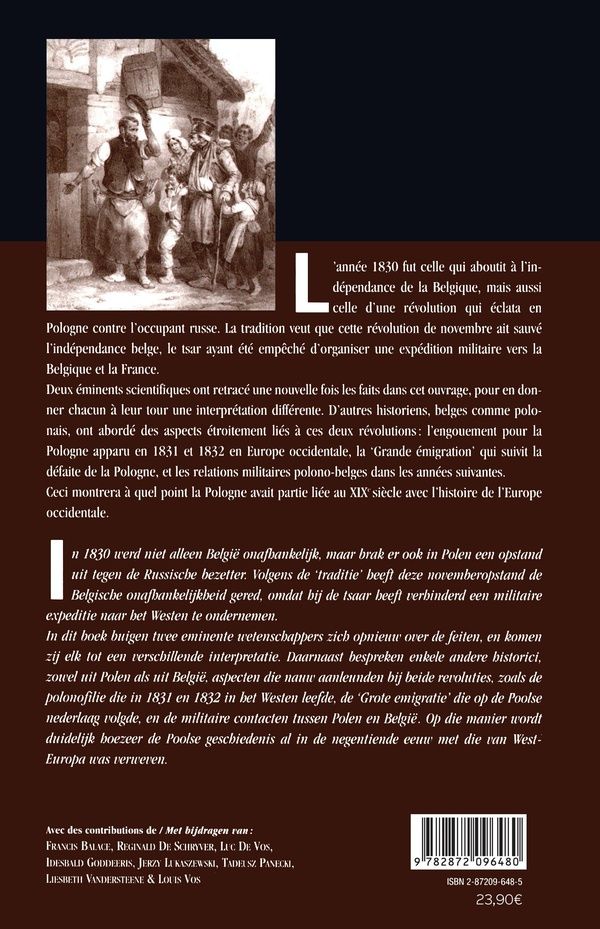 Quatrième de couverture de « 1830 INSURRECTION POLONAISE INDEPENDANCE BELGE »