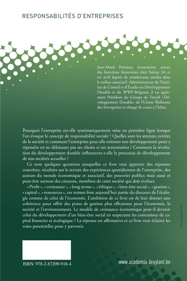 Quatrième de couverture de « LE ROLE SOCIETAL DES ENTREPRISES: UNE RESPONSABILITE PARTAGEE? »