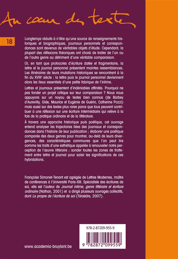 Quatrième de couverture de « JOURNAL PERSONNEL ET CORRESPONDANCE 1783 1939 OU AFFINITES ELECTIVES »