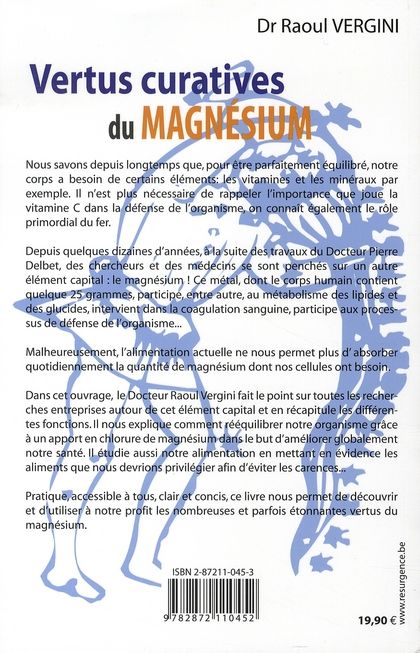 Quatrième de couverture de « VERTUS CURATIVES DU MAGNESIUM »