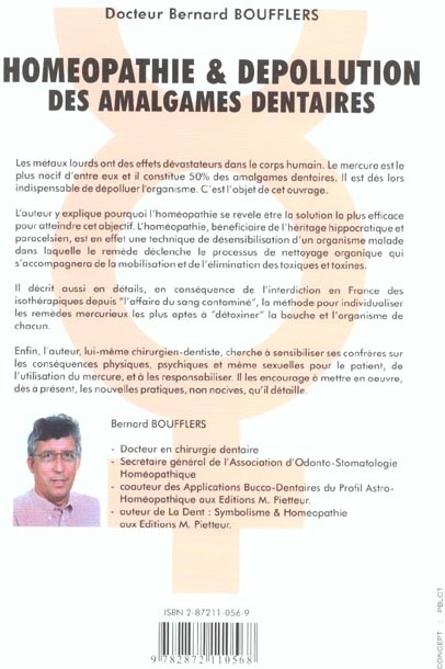 Quatrième de couverture de « HOMEOPATHIE DEPOLLUTION AMALG. DENTAIRES »