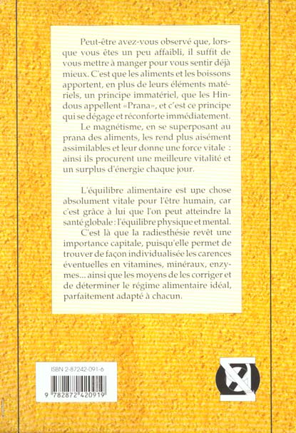 Quatrième de couverture de « MAGNETISME ET PRANA DES ALIMENTS »