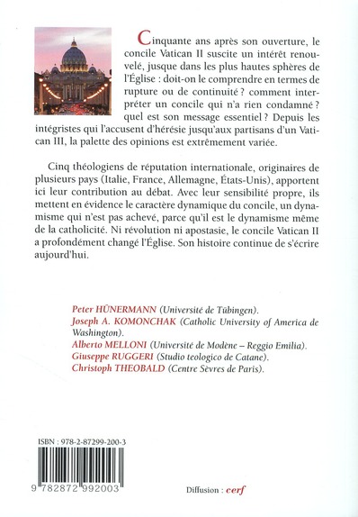 Quatrième de couverture de « QUI A PEUR DE VATICAN II ? »