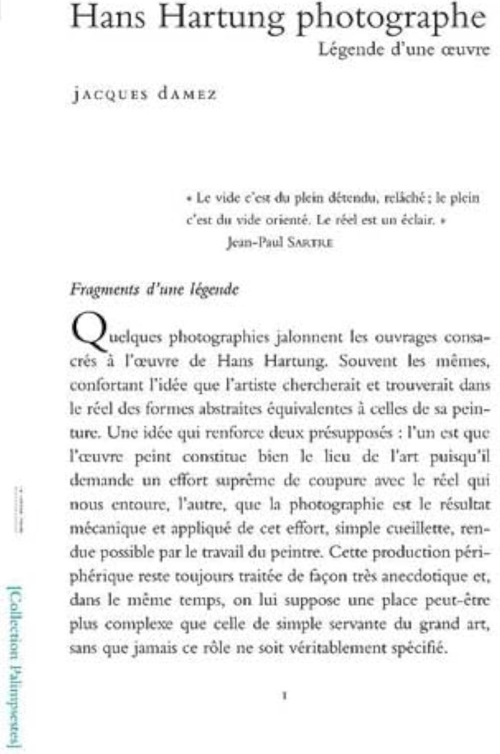 Couverture du livre « HANS HARTUNG PHOTOGRAPHE - LA LEGENDE D'UNE OEUVRE » de Jacques Damez, librairie Les Contes Infusés à Corte
