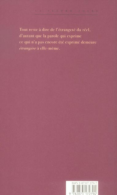 Quatrième de couverture de « L'ETRANGERE N 12 »