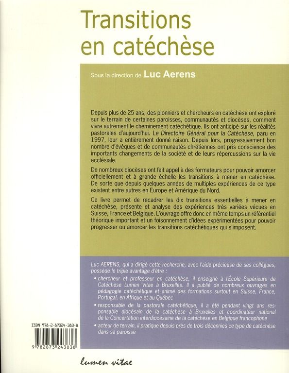 Quatrième de couverture de « TRANSITIONS EN CATECHESE »