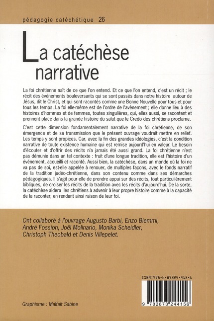 Quatrième de couverture de « LA CATECHESE NARRATIVE »