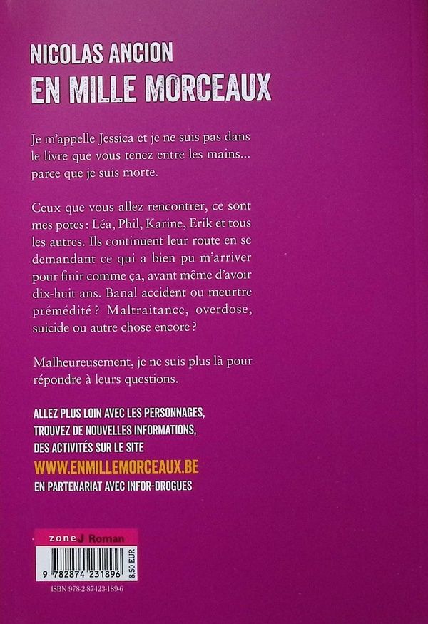 Quatrième de couverture de « En mille morceaux : roman »