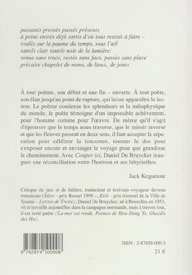Quatrième de couverture de « COUPER ICI »