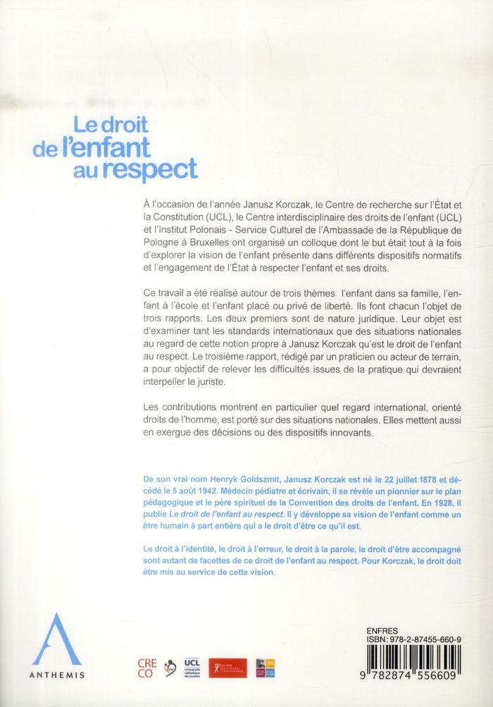 Quatrième de couverture de « LE DROIT DE L'ENFANT AU RESPECT »