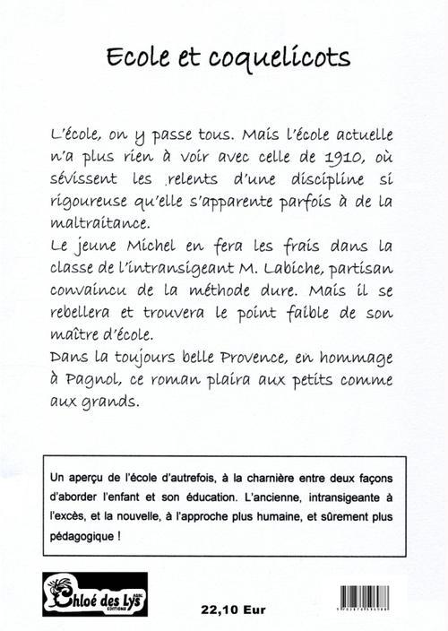 Quatrième de couverture de « ECOLE ET COQUELICOTS »