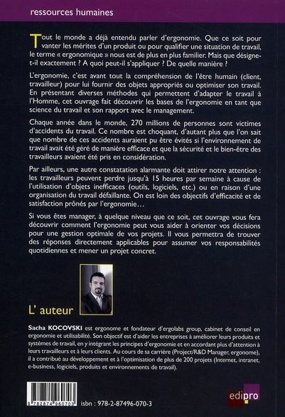 Quatrième de couverture de « ERGONOMIE ET MANAGEMENT - OPTIMISEZ VOS PRODUITS ET VOS PROCESSUS »