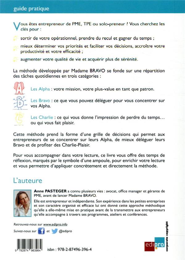 Quatrième de couverture de « GAGNEZ EN EFFICACITE - LA METHODE DE MADAME BRAVO »
