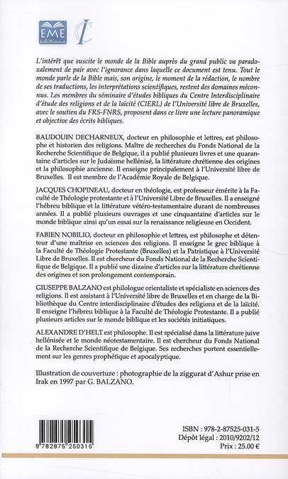 Quatrième de couverture de « BIBLE(S) - UNE INTRODUCTION CRITIQUE »
