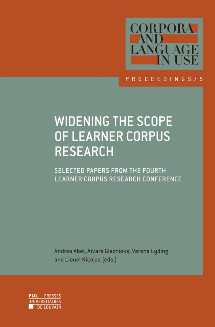 Couverture du livre « WIDENING THE SCOPE OF LEARNER CORPUS RESEARCH - SELECTED PAPERS FROM THE FOURTH LEARNER CORPUS RESEA », librairie Les Contes Infusés à Corte