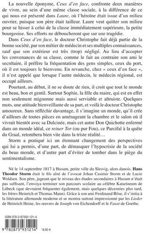 Quatrième de couverture de « CEUX D'EN FACE - SUIVI DE : MON COUSIN CHRISTIAN, LES FILS DU SENATEUR, LAURE »