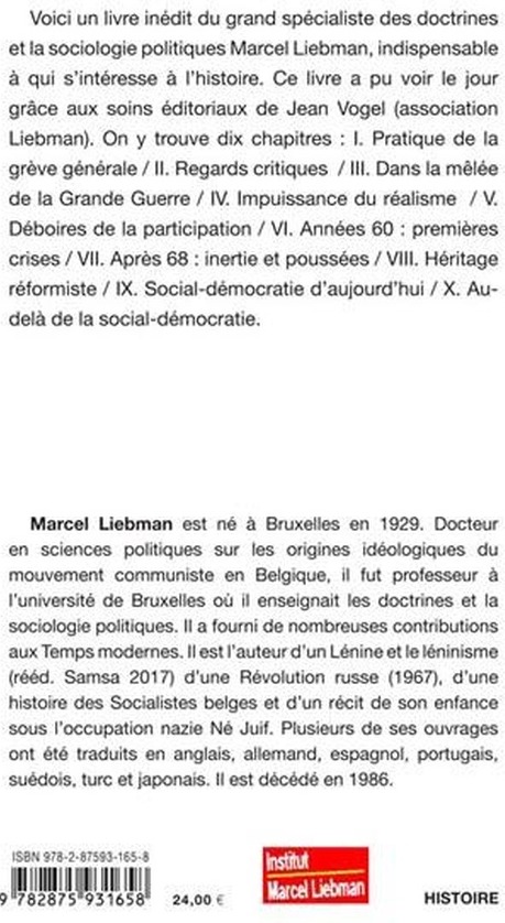 Quatrième de couverture de « DESTIN DE LA SOCIAL-DEMOCRATIE BELGE »