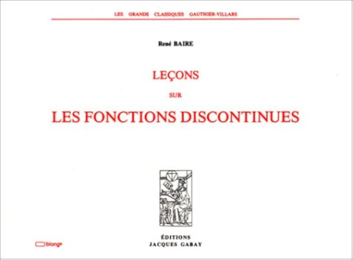 Couverture du livre « LECONS SUR LES FONCTIONS DISCONTINUES » de Baire Rene, librairie Les Contes Infusés à Corte