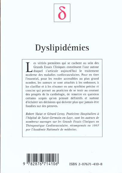 Quatrième de couverture de « DYSLIPIDEMIES »