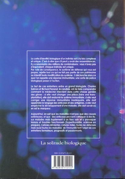 Quatrième de couverture de « LA SOLITUDE BIOLOGIQUE »