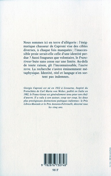 Quatrième de couverture de « LE FRANC-TIREUR »