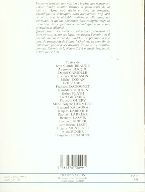 Quatrième de couverture de « MAITRES ET PROTECTEURS DE LA NATURE »