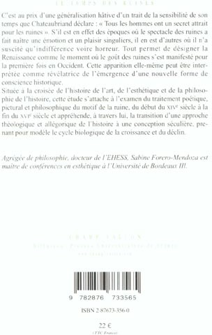 Quatrième de couverture de « LE TEMPS DES RUINES »