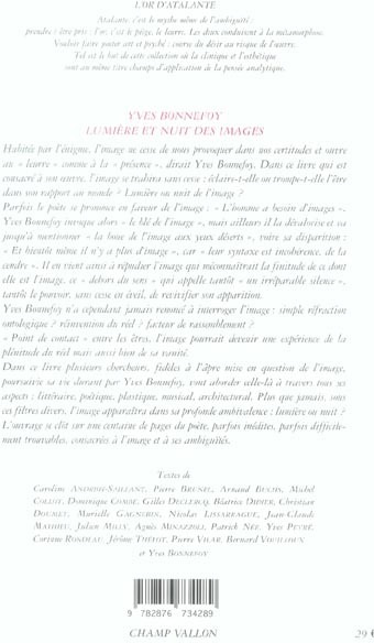 Quatrième de couverture de « YVES BONNEFOY LUMIERE ET NUIT DES IMAGES »