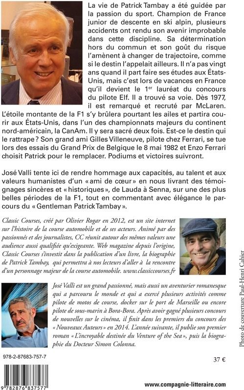 Quatrième de couverture de « PATRICK TAMBAY - PILOTE & GENTLEMAN »