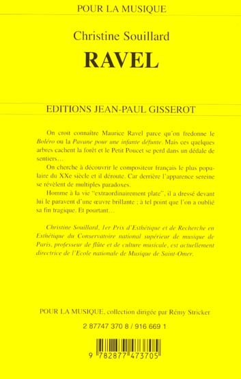 Quatrième de couverture de « RAVEL, 1875-1937 »
