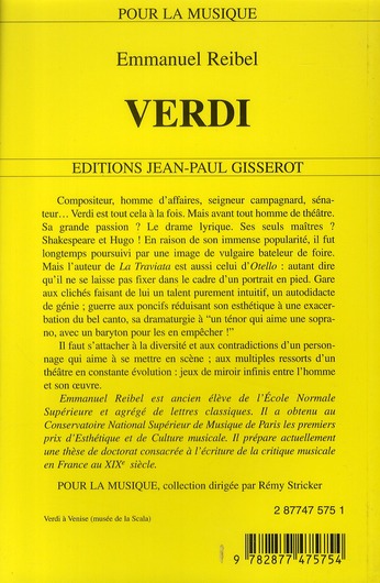 Quatrième de couverture de « VERDI, 1813-1901 »