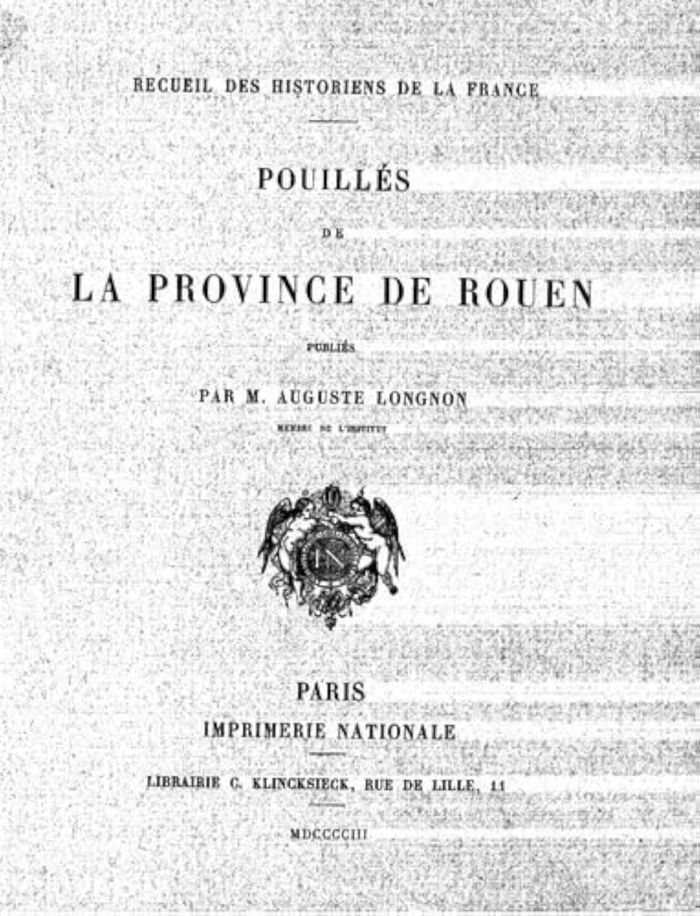 Couverture du livre « POUILLES DE LA PROVINCE DE ROUEN » de Longnon A., librairie Les Contes Infusés à Corte