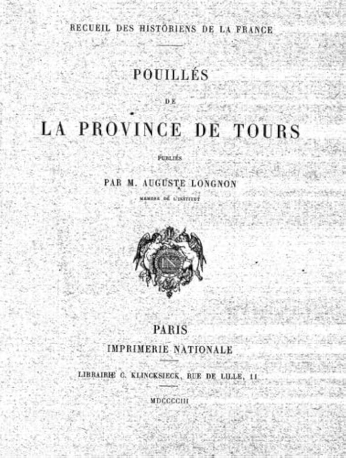 Couverture du livre « POUILLES DE LA PROVINCE DE TOURS » de Longnon A., librairie Les Contes Infusés à Corte