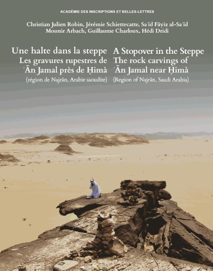 Couverture du livre « UNE HALTE DANS LA STEPPE. LES GRAVURES RUPESTRES DE 'AN JAMAL PRES DE HIMA (REGION DE NAJRAN, ARABIE », librairie Les Contes Infusés à Corte
