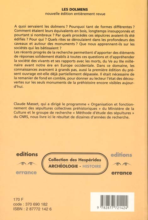 Quatrième de couverture de « LES DOLMENS »