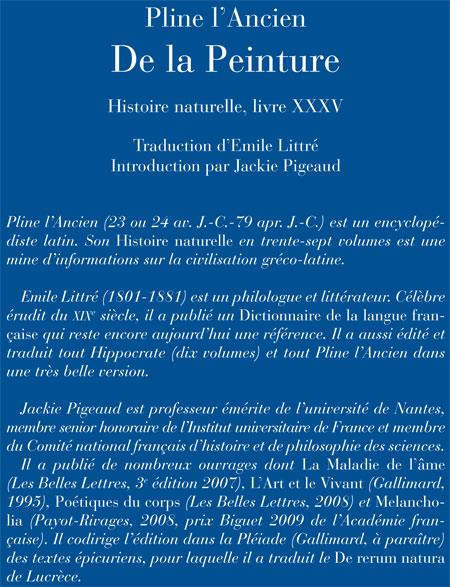 Quatrième de couverture de « DE LA PEINTURE - HISTOIRE NATURELLE, LIVRE XXXV »