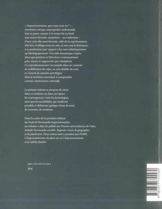 Quatrième de couverture de « IMPRESSIONNISME ET LITTERATURE »