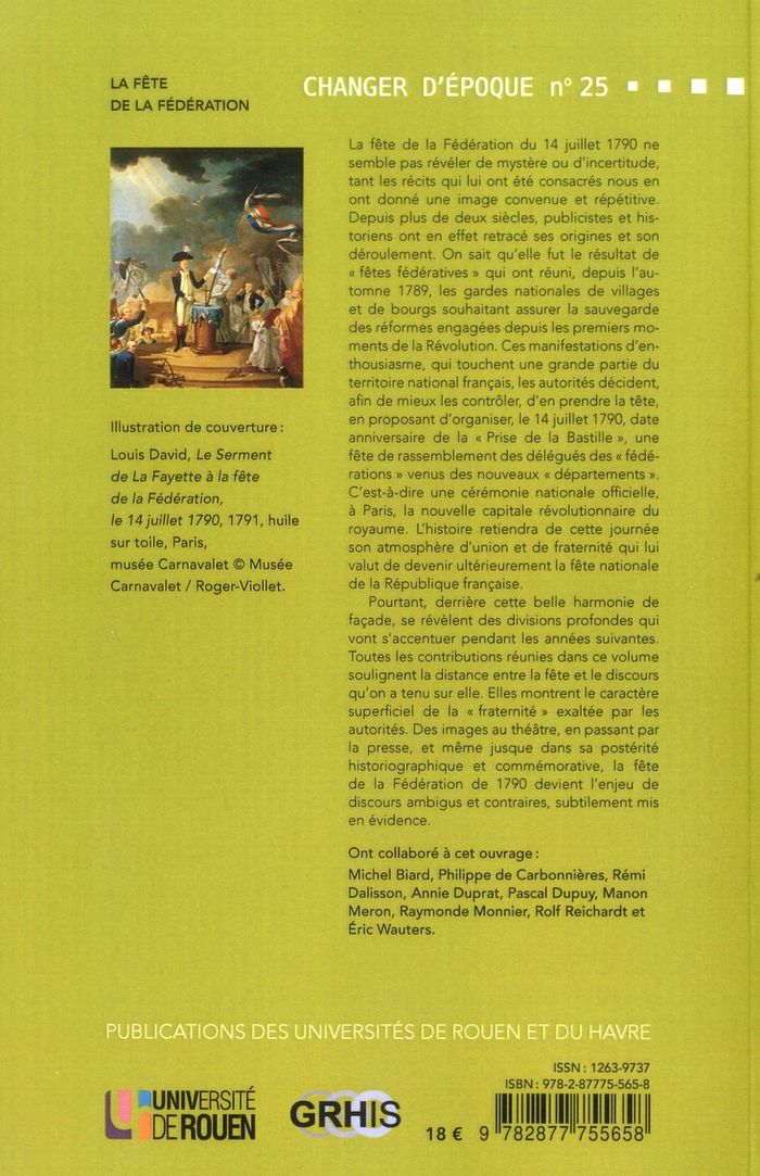 Quatrième de couverture de « LA FETE DE LA FEDERATION »