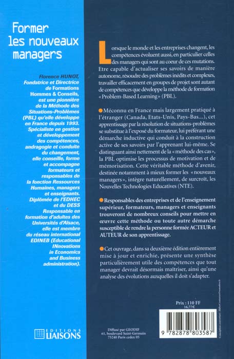 Quatrième de couverture de « FORMER LES NOUVEAUX MANAGERS »