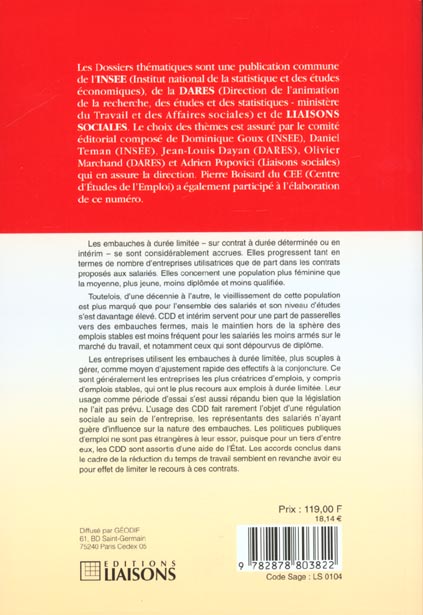 Quatrième de couverture de « INTERIM ET CDD »