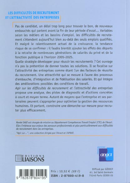 Quatrième de couverture de « AGIR SUR LES DIFFICULTES DE RECRUTEMENT »