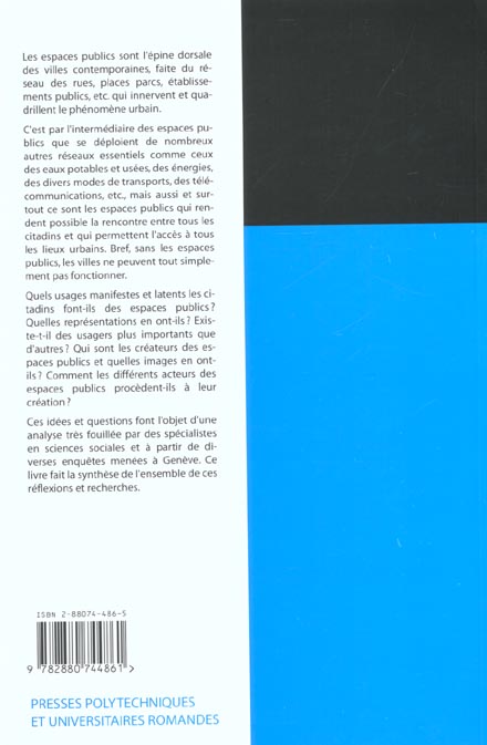 Quatrième de couverture de « VIVRE ET CREER L'ESPACE PUBLIC »