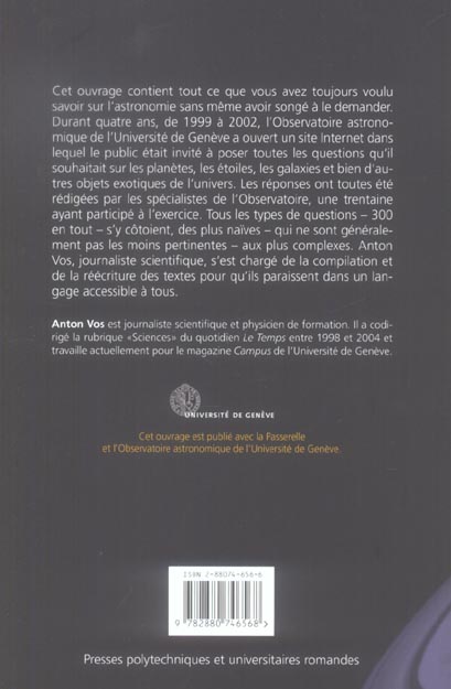 Quatrième de couverture de « 300 QUESTIONS A UN ASTRONOME »